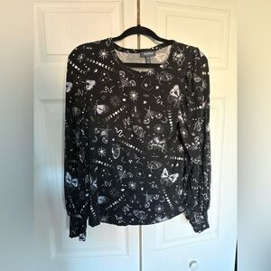 Modcloth Black Celestial Pattern Long Sleeve Top